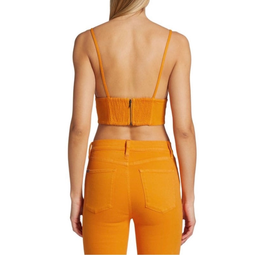 ALICE + OLIVIA Carli Denim Crop Top in Tangerine Size 6 - Picture 16 of 16